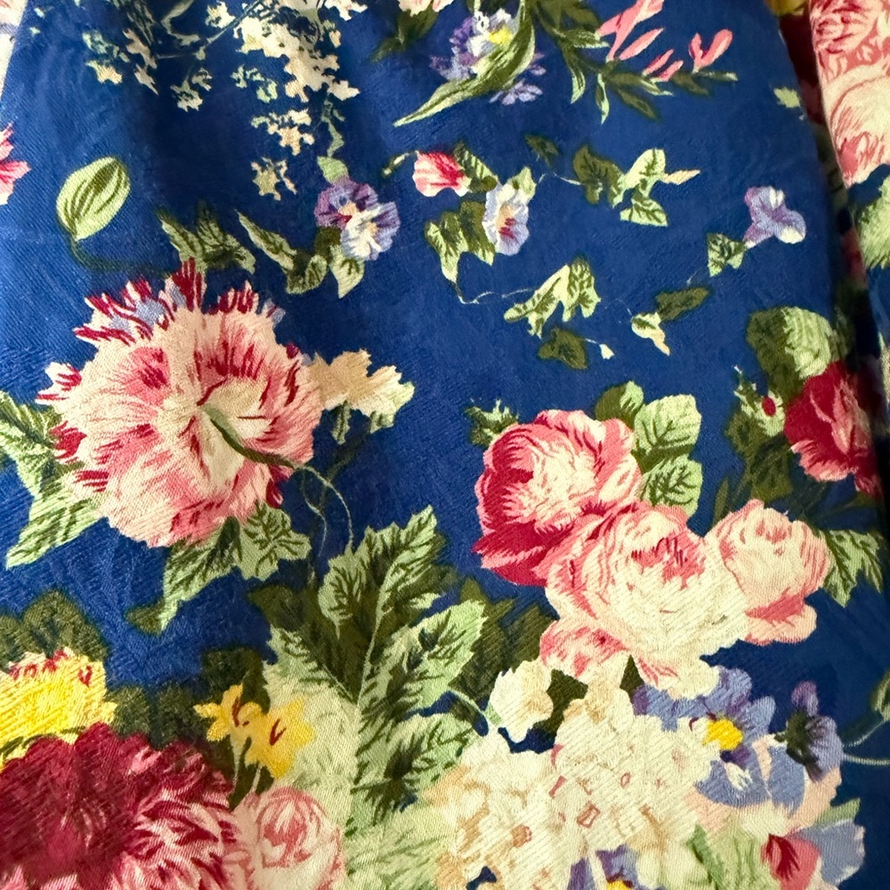 VINTAGE Cotton Jacquard Floral Midi Skirt Cottage‎ Floral 12 M - Picture 12 of 12